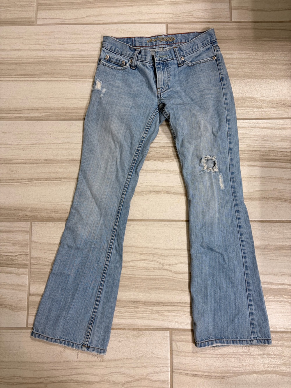 AE Light Wash Distressed Skinny Jeans